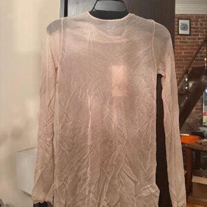 Zara Light Beige Mesh Long Sleeve Top - Small, Brand NWT